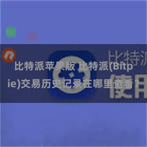 比特派苹果版 比特派(Bitpie)交易历史记录在哪里查看？