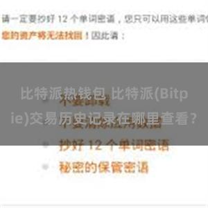 比特派热钱包 比特派(Bitpie)交易历史记录在哪里查看？