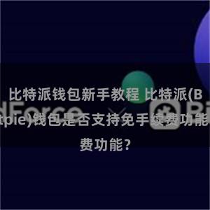 比特派钱包新手教程 比特派(Bitpie)钱包是否支持免手续费功能？